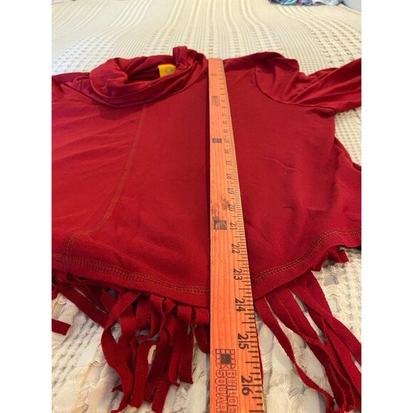 Ruby Rd Pullover Blouse Size XLRed Fringed Top Cowl Neck Plus - Picture 11 of 11